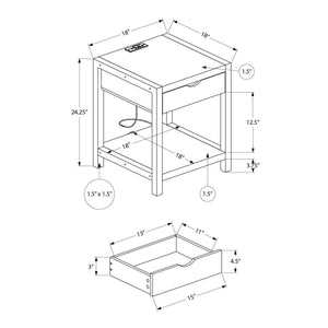 I 3202 - Table D'appoint, 24''H, 2 Niveaux, Bout, Table D'appoint, Table De Nuit, Lampe, Tiroir De Rangement, Laminé Chêne Noir, Métal Noir, Contemporain - Simple Boutique
