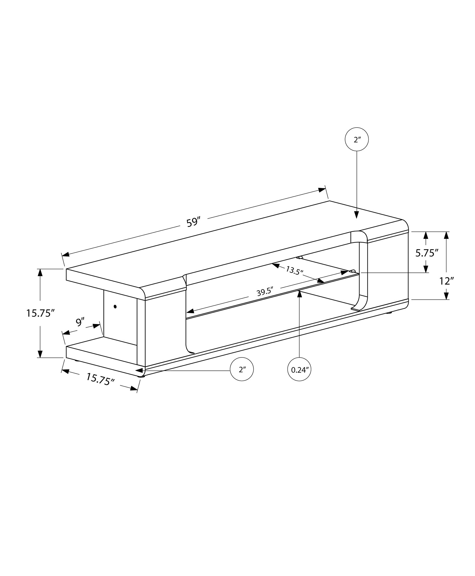 I 3535 Meuble Tv, 60 Pouces, Console, Centre De Divertissement Média, Étagères De Rangement, Salon, Chambre À Coucher, Stratifié, Verre Trempé, Blanc Lustré, Dégager, Contemporain, Moderne - Simple Boutique