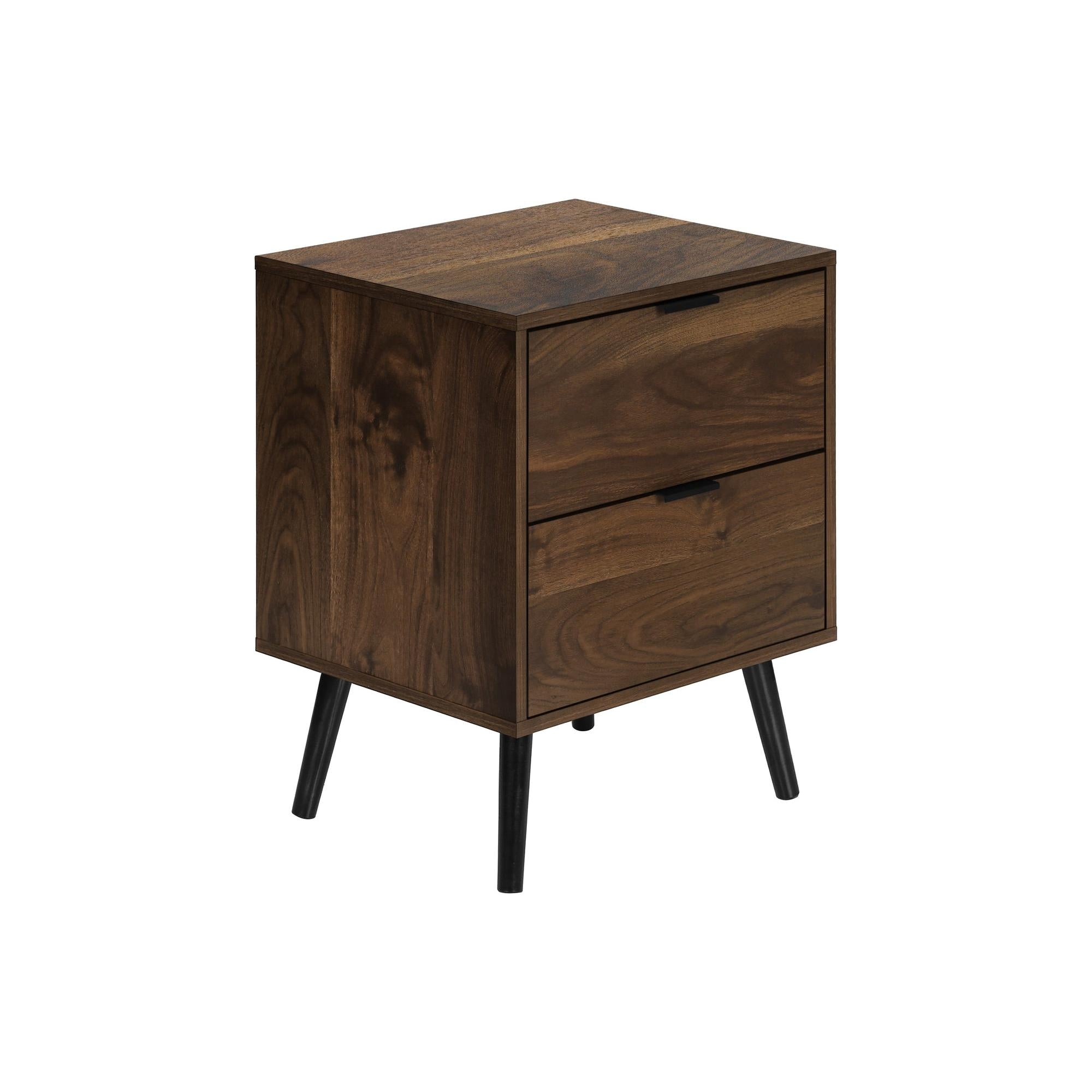 I 3607 - Table D'appoint, Chambre À Coucher, Bout, Salon, Table De Nuit, Table D'appoint, Tiroir De Rangement, Stratifié Noyer, Moderne, Contemporain - Simple Boutique