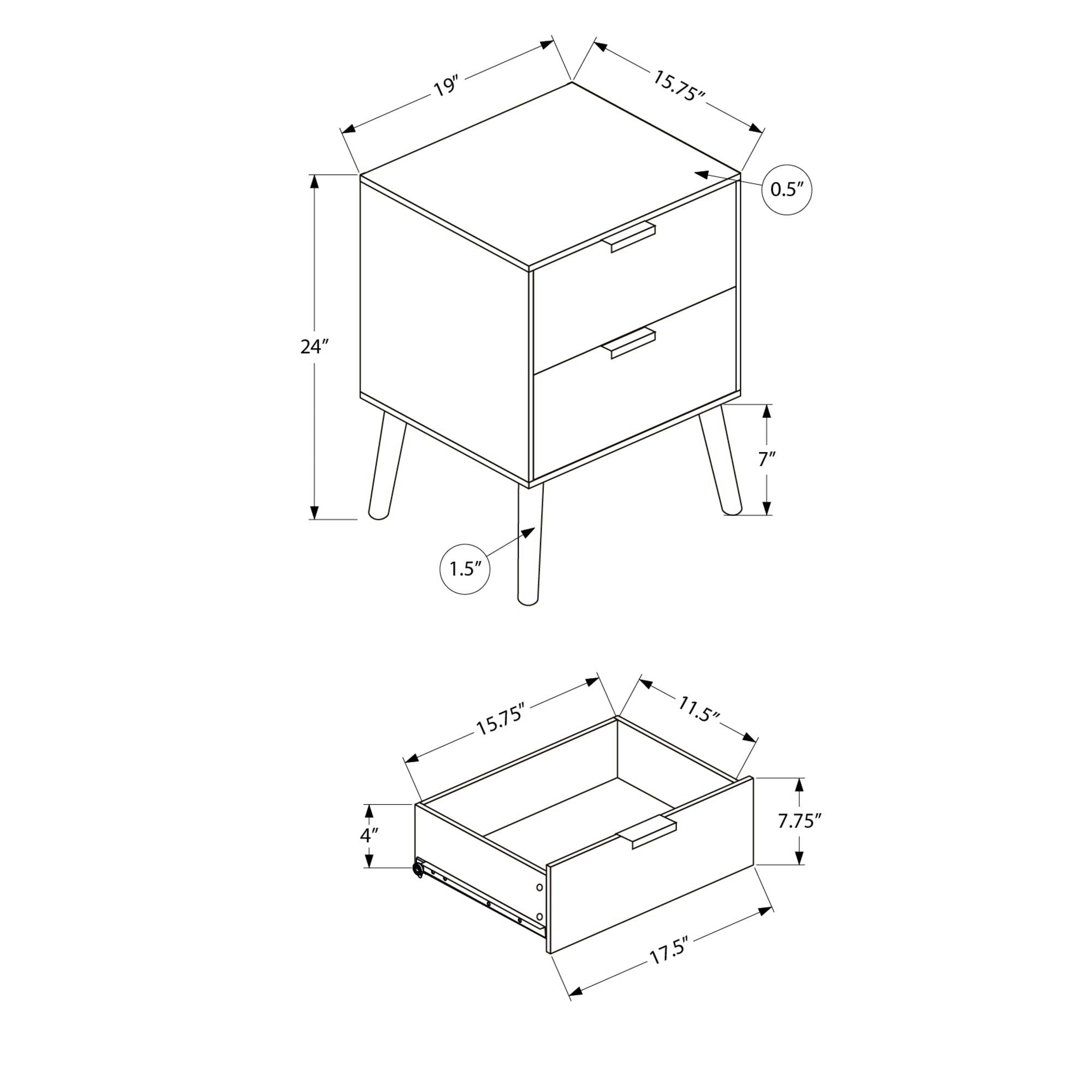 I 3609 - Table D'appoint, Chambre À Coucher, Bout, Salon, Table De Nuit, Table D'appoint, Tiroir De Rangement, Stratifié Brun Clair, Moderne, Contemporain - Simple Boutique