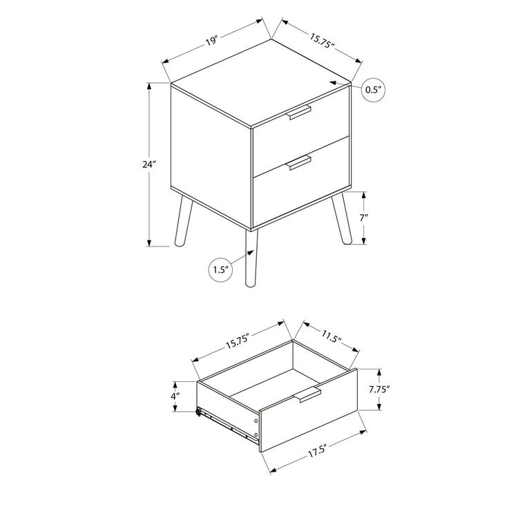 I 3609 - Table D'appoint, Chambre À Coucher, Bout, Salon, Table De Nuit, Table D'appoint, Tiroir De Rangement, Stratifié Brun Clair, Moderne, Contemporain - Simple Boutique