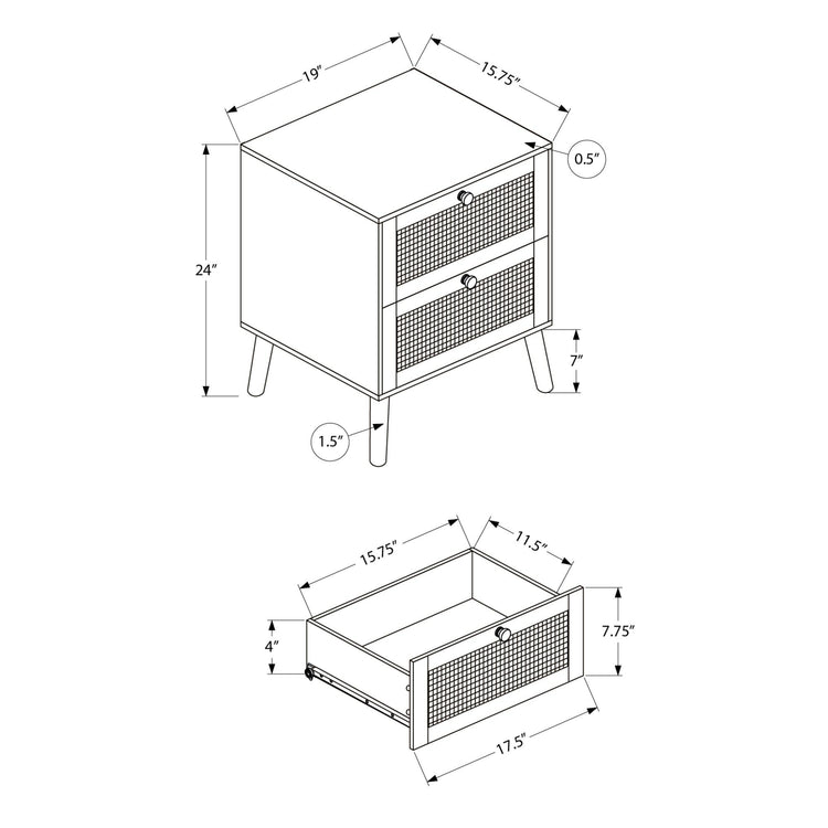 I 3614 - Table D'appoint, Table D'appoint, Bout, Chambre À Coucher, Salon, Table De Nuit, Tiroir De Rangement, Stratifié Noyer, Moderne, Contemporain - Simple Boutique