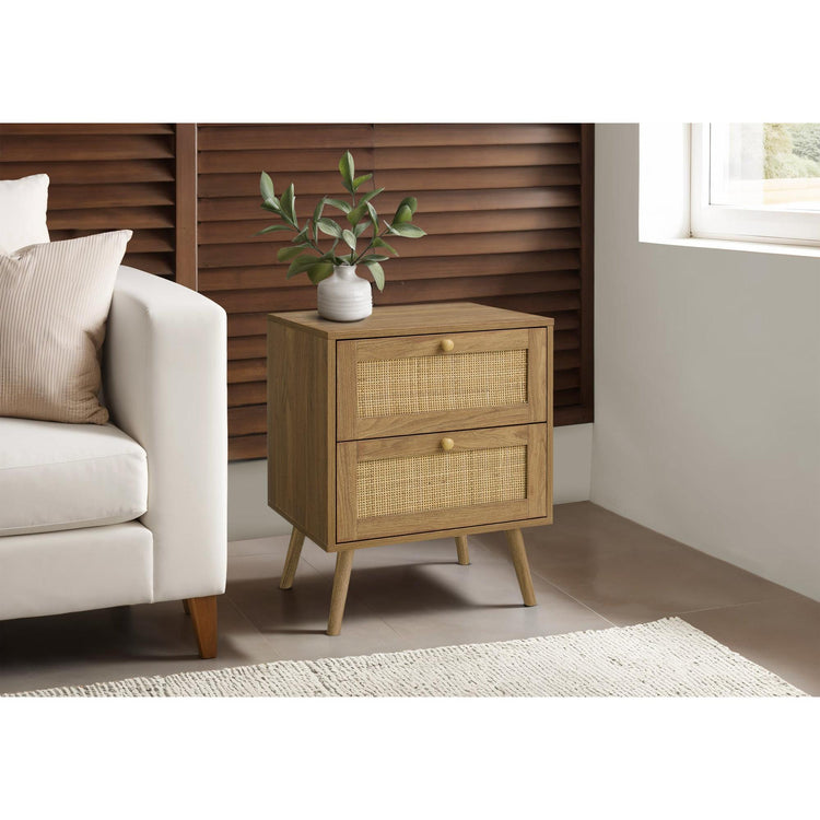 I 3614 - Table D'appoint, Table D'appoint, Bout, Chambre À Coucher, Salon, Table De Nuit, Tiroir De Rangement, Stratifié Noyer, Moderne, Contemporain - Simple Boutique