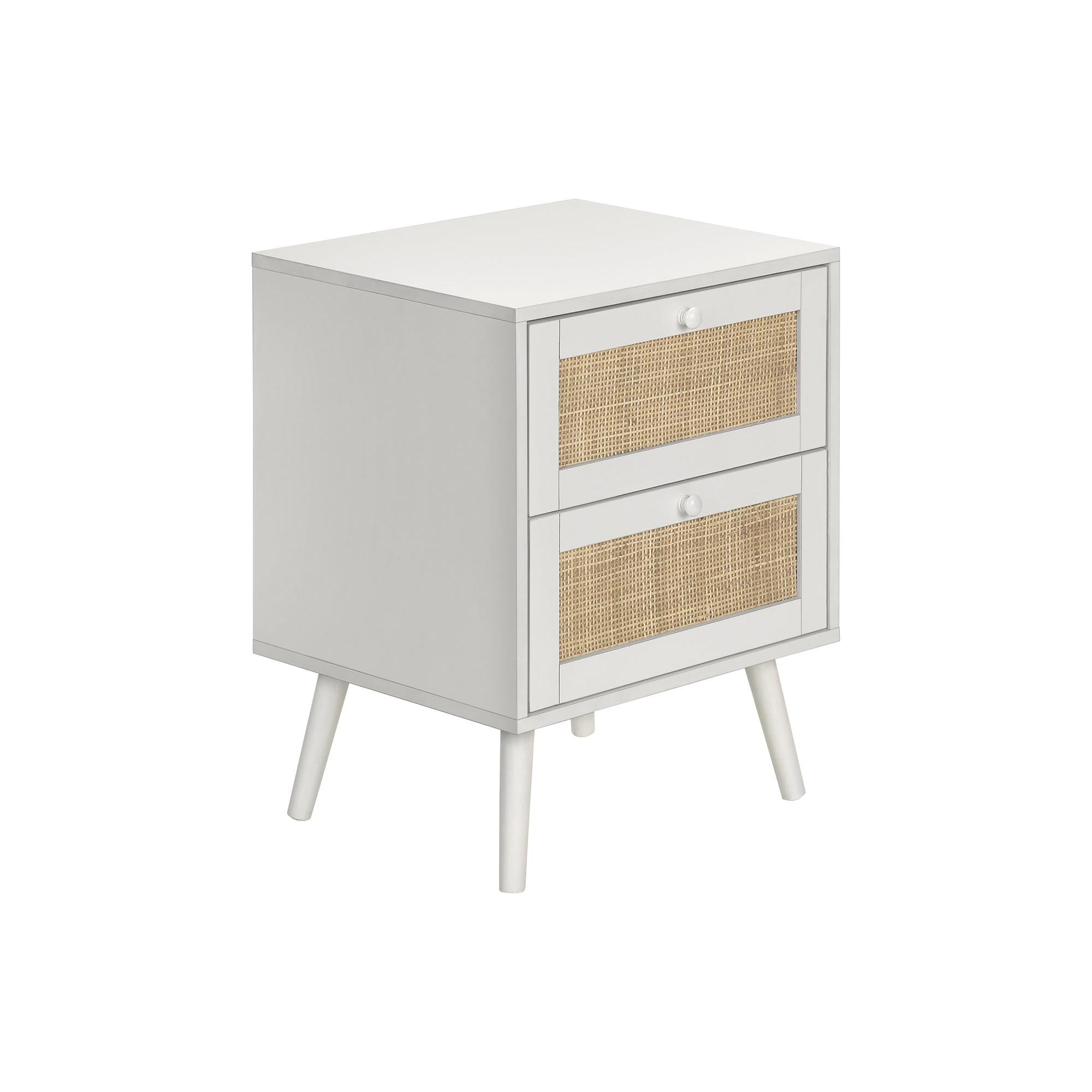I 3619 - Table D'appoint, Table D'appoint, Bout, Chambre À Coucher, Salon, Table De Nuit, Tiroir De Rangement, Stratifié Blanc, Moderne, Contemporain - Simple Boutique