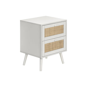 I 3619 - Table D'appoint, Table D'appoint, Bout, Chambre À Coucher, Salon, Table De Nuit, Tiroir De Rangement, Stratifié Blanc, Moderne, Contemporain - Simple Boutique