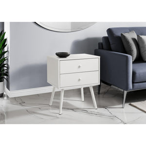 I 3627 - Table D'appoint, Chambre À Coucher, Bout, Salon, Table De Nuit, Table D'appoint, Tiroir De Rangement, Stratifié Blanc, Moderne, Contemporain - Simple Boutique