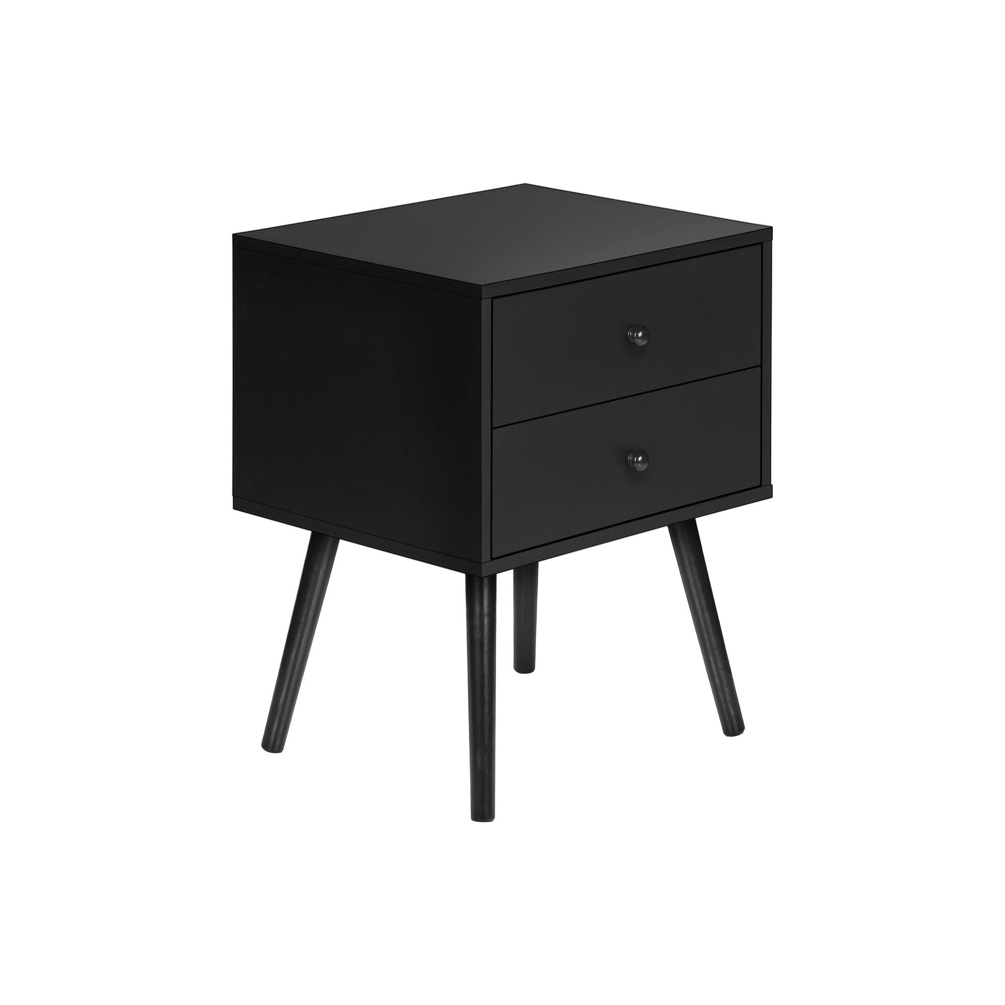 I 3628 - Table D'appoint, Chambre À Coucher, Bout, Salon, Table De Nuit, Table D'appoint, Tiroir De Rangement, Stratifié Noir, Moderne, Contemporain - Simple Boutique