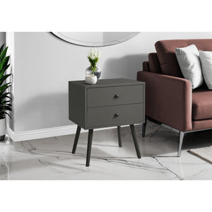 I 3629 - Table D'appoint, Chambre À Coucher, Bout, Salon, Table De Nuit, Table D'appoint, Tiroir De Rangement, Stratifié Gris, Moderne, Contemporain - Simple Boutique