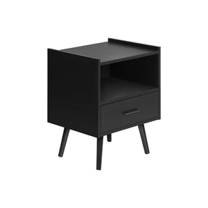 I 3667 - Table D'appoint, Table D'appoint, Bout, Tiroir De Rangement, Table De Nuit, Chambre À Coucher, Salon, Stratifié Noir, Contemporain, Moderne - Simple Boutique