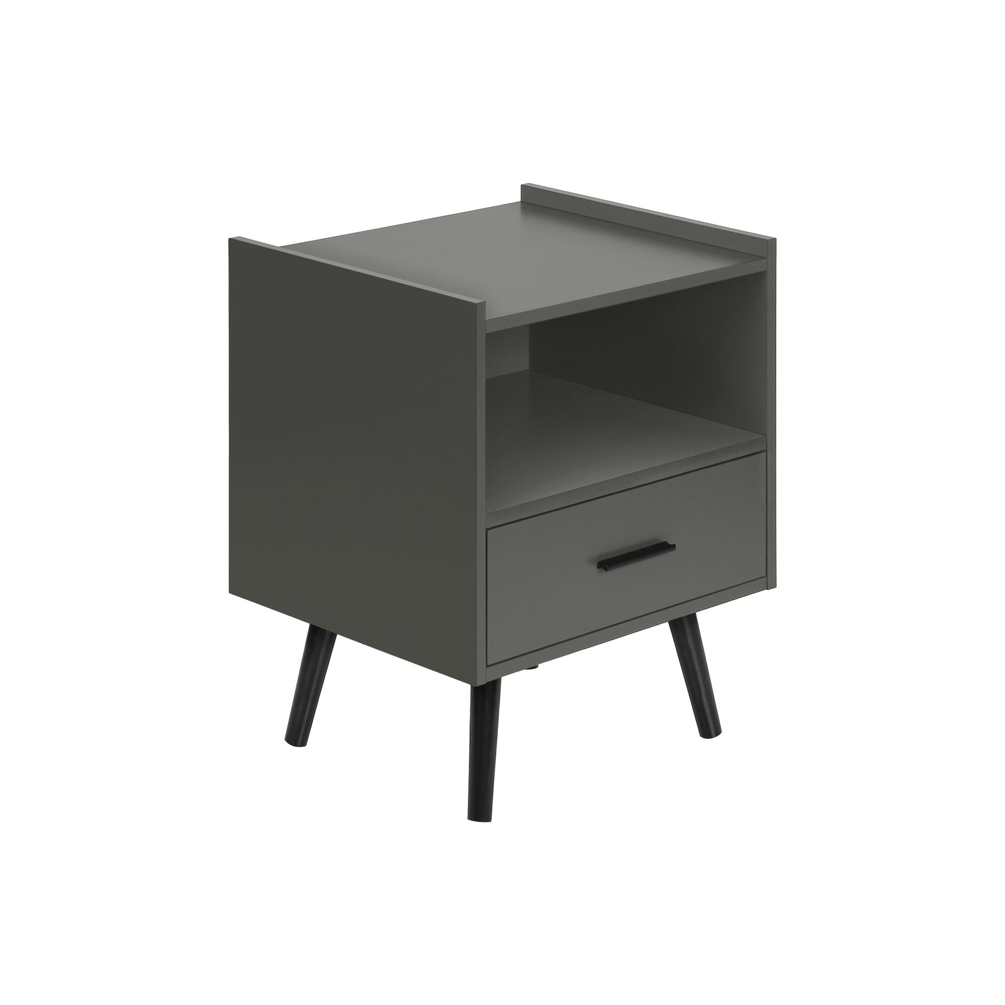I 3668 - Table D'appoint, Table D'appoint, Bout, Tiroir De Rangement, Table De Nuit, Chambre À Coucher, Salon, Stratifié Gris, Contemporain, Moderne - Simple Boutique