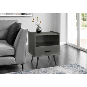I 3668 - Table D'appoint, Table D'appoint, Bout, Tiroir De Rangement, Table De Nuit, Chambre À Coucher, Salon, Stratifié Gris, Contemporain, Moderne - Simple Boutique