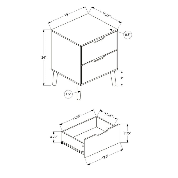 I 3688 - Table D'appoint, Table D'appoint, Bout, Tiroir De Rangement, Table De Nuit, Chambre À Coucher, Salon, Stratifié Blanc, Moderne, Contemporain - Simple Boutique