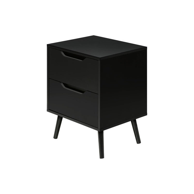 I 3689 - Table D'appoint, Table D'appoint, Bout, Tiroir De Rangement, Table De Nuit, Chambre À Coucher, Salon, Stratifié Noir, Moderne, Contemporain - Simple Boutique