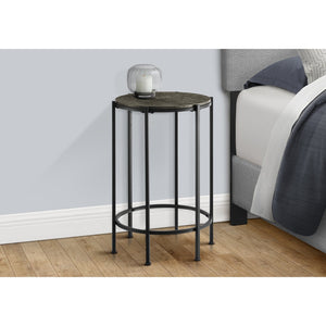I 3755 - Table D'appoint, Bout, Rond, Table D'appoint, Petit, Lampe, Salon, Chambre À Coucher, Table De Nuit, Stratifié En Bronze Foncé, Métal Noir, Contemporain - Simple Boutique