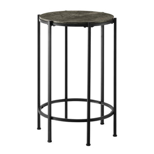 I 3755 - Table D'appoint, Bout, Rond, Table D'appoint, Petit, Lampe, Salon, Chambre À Coucher, Table De Nuit, Stratifié En Bronze Foncé, Métal Noir, Contemporain - Simple Boutique