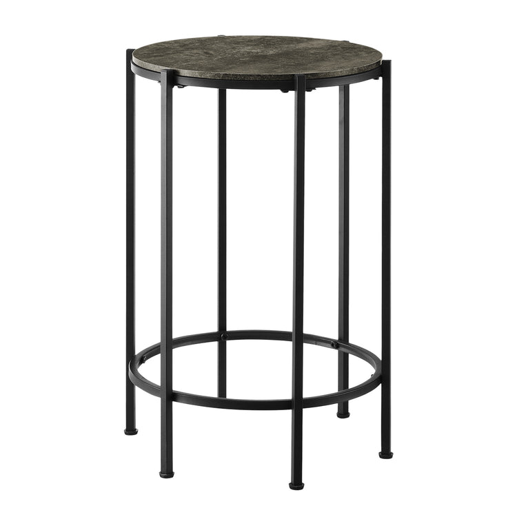I 3755 - Table D'appoint, Bout, Rond, Table D'appoint, Petit, Lampe, Salon, Chambre À Coucher, Table De Nuit, Stratifié En Bronze Foncé, Métal Noir, Contemporain - Simple Boutique