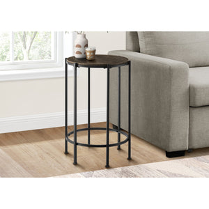 I 3756 - Table D'appoint, Bout, Rond, Table D'appoint, Petit, Lampe, Salon, Chambre À Coucher, Table De Nuit, Stratifié Chêne Foncé, Métal Noir, Contemporain - Simple Boutique