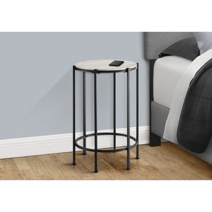I 3757 - Table D'appoint, Bout, Rond, Table D'appoint, Petit, Lampe, Salon, Chambre À Coucher, Table De Nuit, Stratifié Chêne Lavé, Métal Noir, Contemporain - Simple Boutique