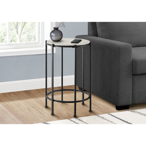 I 3757 - Table D'appoint, Bout, Rond, Table D'appoint, Petit, Lampe, Salon, Chambre À Coucher, Table De Nuit, Stratifié Chêne Lavé, Métal Noir, Contemporain - Simple Boutique