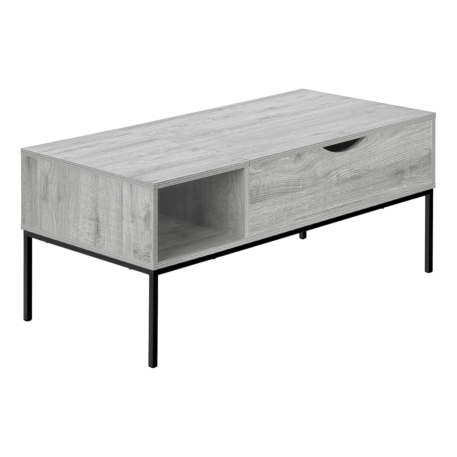 I 3805 - Table De Salon, 42" L, Rectangulaire, Cocktail, Gris, Métal Noir, Contemporain, Moderne - Simple Boutique
