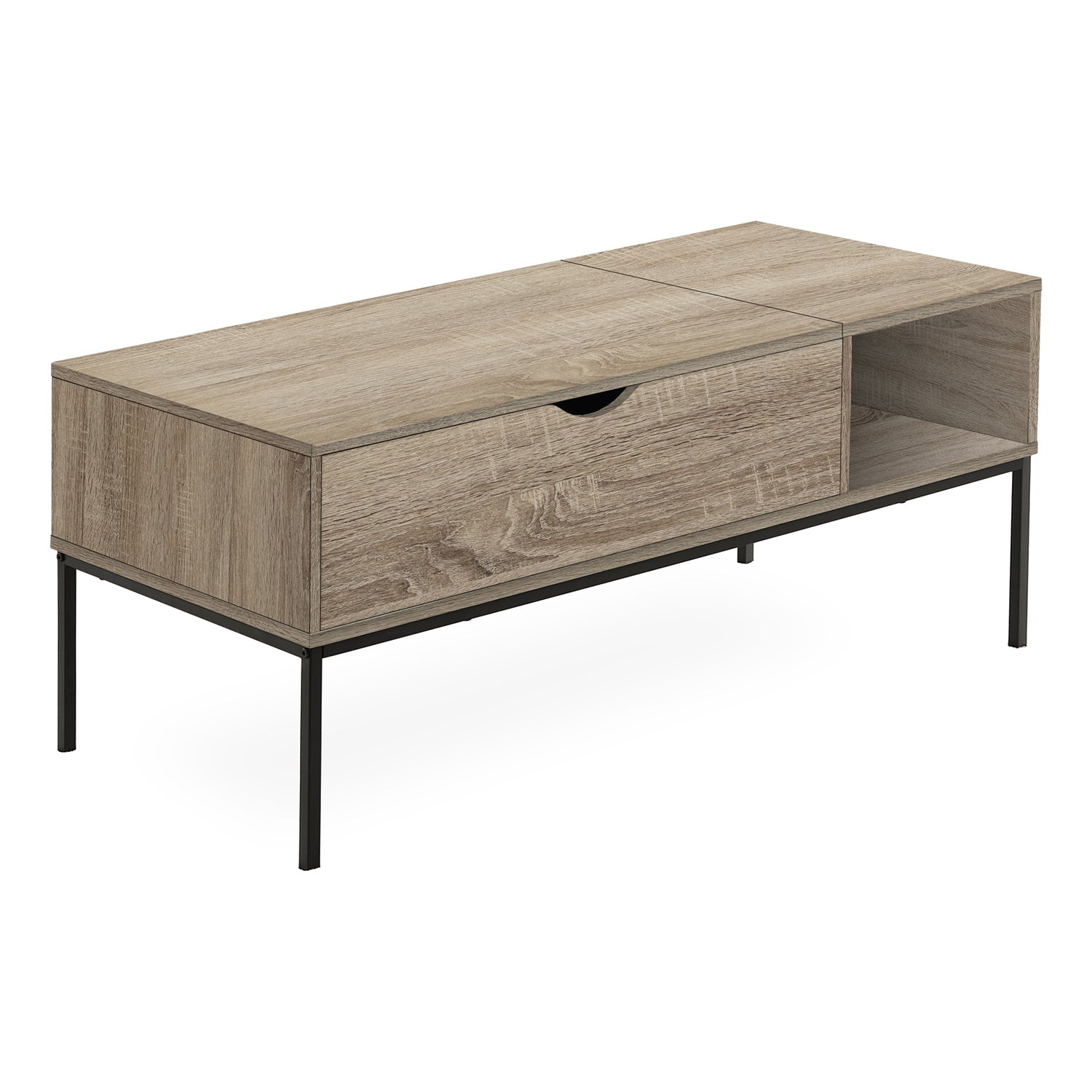 I 3806 - Table De Salon, 42" L, Rectangulaire, Cocktail, Taupe Foncé, Métal Noir, Contemporain, Moderne - Simple Boutique