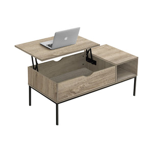I 3806 - Table De Salon, 42" L, Rectangulaire, Cocktail, Taupe Foncé, Métal Noir, Contemporain, Moderne - Simple Boutique