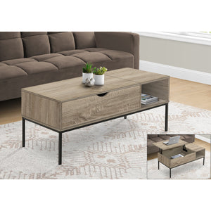 I 3806 - Table De Salon, 42" L, Rectangulaire, Cocktail, Taupe Foncé, Métal Noir, Contemporain, Moderne - Simple Boutique