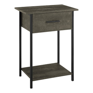 I 3815 - Table D'appoint, 2 Niveaux, Bout, Lampe, Salon, Table D'appoint, Tiroir De Rangement, Petit, Stratifié En Bronze Foncé, Métal Noir, Contemporain - Simple Boutique