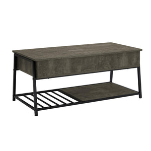 I 3821 - Table De Salon, 42'' L, Cocktail, Toit Relevable, Rectangulaire, Rangement, Salon, Stratifié En Bronze Foncé, Métal Noir, Contemporain, Moderne - Simple Boutique
