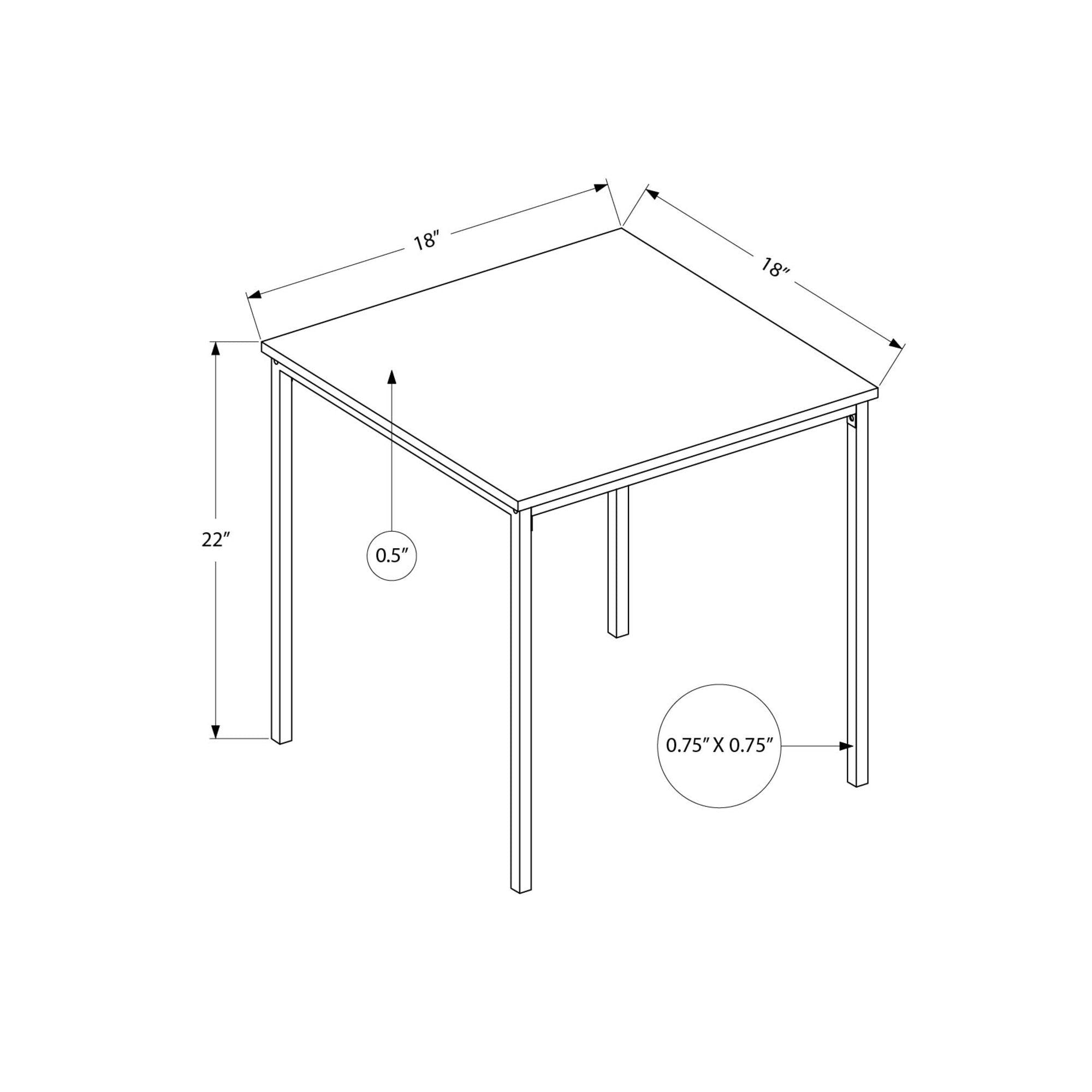 I 3826 - Table D'appoint, 22'' H, Table D'appoint, Bout, Petit, Table De Nuit, Carré, Chambre À Coucher, Salon, Stratifié Chêne Foncé, Métal Noir, Contemporain, Moderne - Simple Boutique