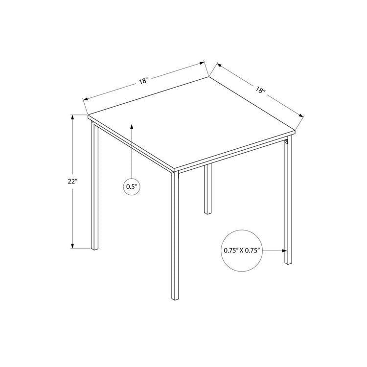 I 3826 - Table D'appoint, 22'' H, Table D'appoint, Bout, Petit, Table De Nuit, Carré, Chambre À Coucher, Salon, Stratifié Chêne Foncé, Métal Noir, Contemporain, Moderne - Simple Boutique