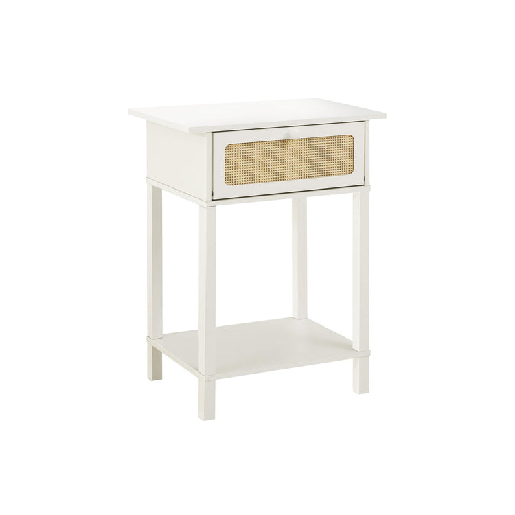 I 3843 - Table D'appoint, 2 Niveaux, Bout, Table De Nuit, Table D'appoint, Tiroir De Rangement, Chambre À Coucher, Salon, Stratifié Blanc, Transitionnel - Simple Boutique