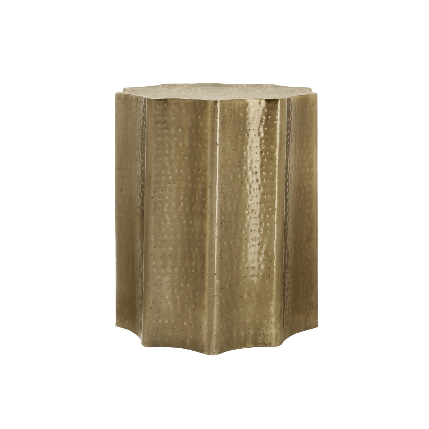 I 3900 - Table D'appoint, Tambour, Côté, Bout, Table De Nuit, Lampe, Salon, Chambre À Coucher, Métal D'or, Contemporain, Moderne - Simple Boutique