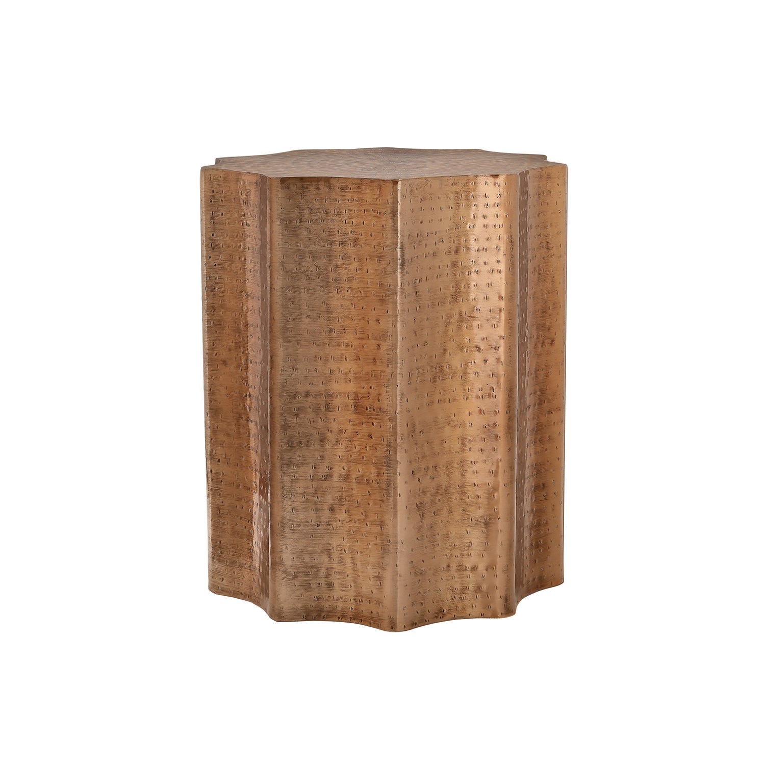 I 3901 - Table D'appoint, Tambour, Côté, Bout, Table De Nuit, Lampe, Salon, Chambre À Coucher, Métal Cuivre, Contemporain, Moderne - Simple Boutique