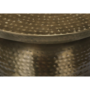 I 3914 - Table D'appoint, Tambour, Côté, Bout, Table De Nuit, Lampe, Salon, Chambre À Coucher, Métal D'or, Contemporain, Moderne - Simple Boutique