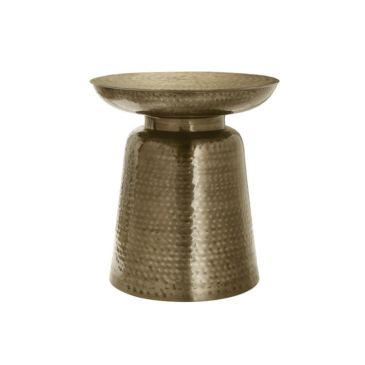 I 3914 - Table D'appoint, Tambour, Côté, Bout, Table De Nuit, Lampe, Salon, Chambre À Coucher, Métal D'or, Contemporain, Moderne - Simple Boutique