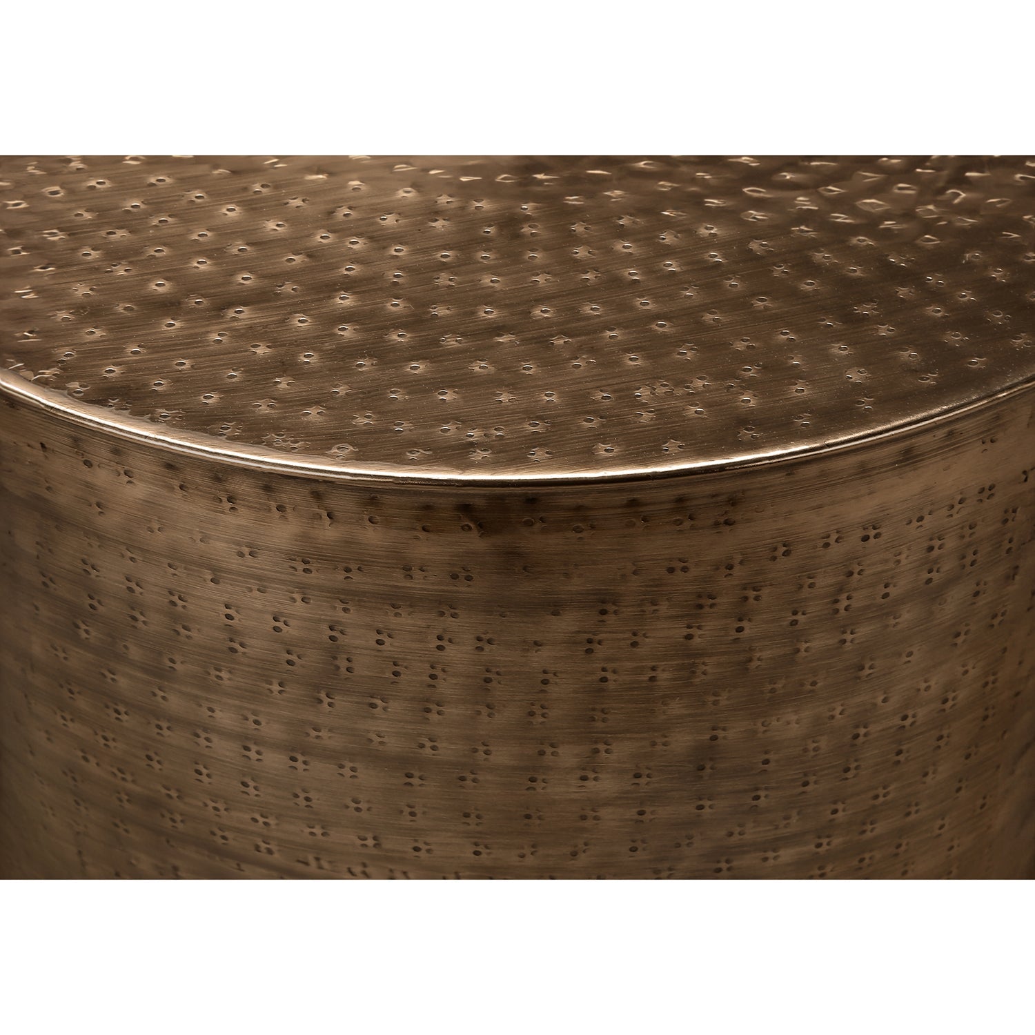 I 3919 - Table D'appoint, Tambour, Côté, Bout, Table De Nuit, Lampe, Salon, Chambre À Coucher, Métal Cuivre, Contemporain, Moderne - Simple Boutique