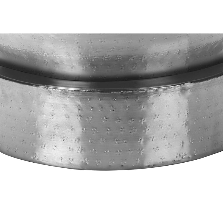 I 3920 - Table D'appoint, Tambour, Côté, Bout, Table De Nuit, Lampe, Salon, Chambre À Coucher, Métal Chrome, Contemporain, Moderne - Simple Boutique