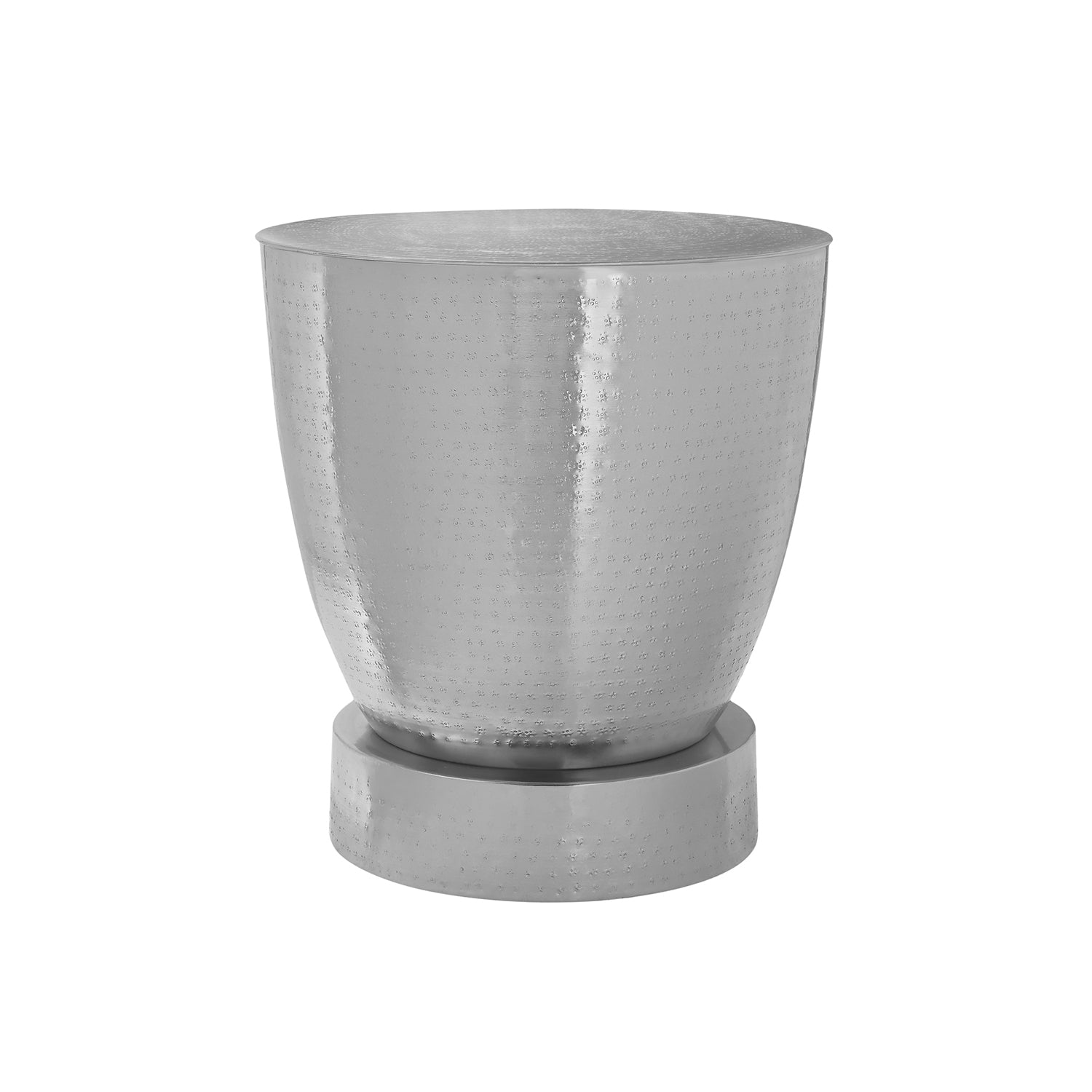 I 3920 - Table D'appoint, Tambour, Côté, Bout, Table De Nuit, Lampe, Salon, Chambre À Coucher, Métal Chrome, Contemporain, Moderne - Simple Boutique
