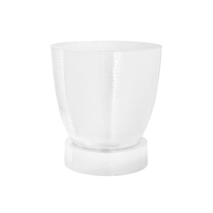 I 3921 - Table D'appoint, Tambour, Côté, Bout, Table De Nuit, Lampe, Salon, Chambre À Coucher, Métal Blanc, Contemporain, Moderne - Simple Boutique