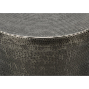 I 3924 - Table D'appoint, Tambour, Côté, Bout, Table De Nuit, Lampe, Salon, Chambre À Coucher, Métal Gris, Contemporain, Moderne - Simple Boutique