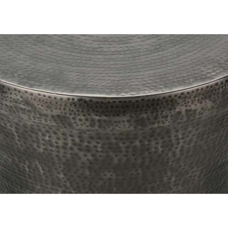 I 3924 - Table D'appoint, Tambour, Côté, Bout, Table De Nuit, Lampe, Salon, Chambre À Coucher, Métal Gris, Contemporain, Moderne - Simple Boutique