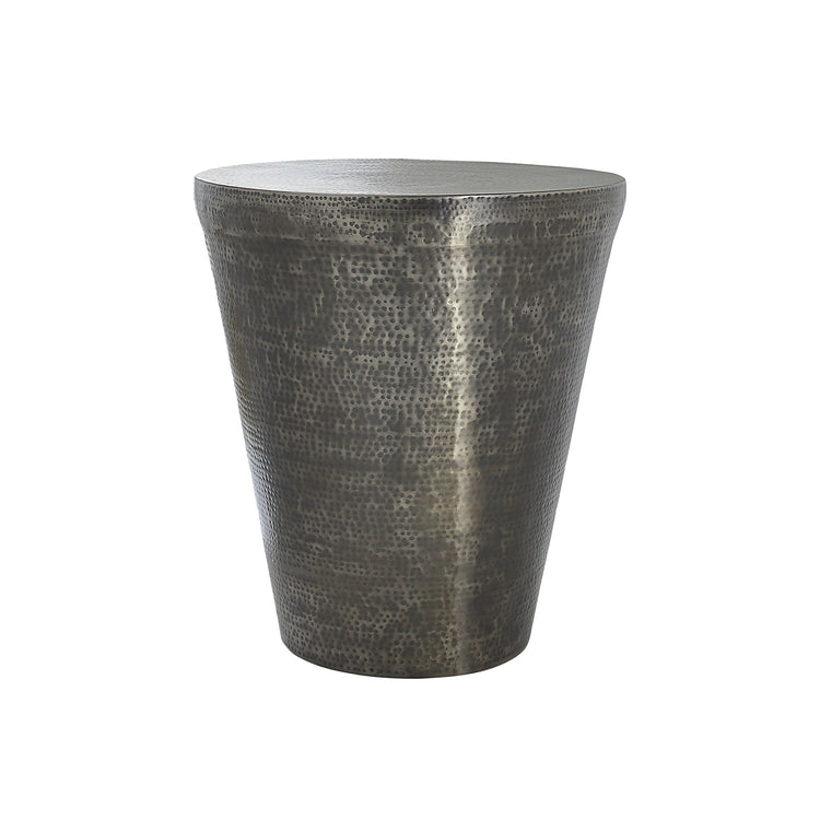 I 3924 - Table D'appoint, Tambour, Côté, Bout, Table De Nuit, Lampe, Salon, Chambre À Coucher, Métal Gris, Contemporain, Moderne - Simple Boutique
