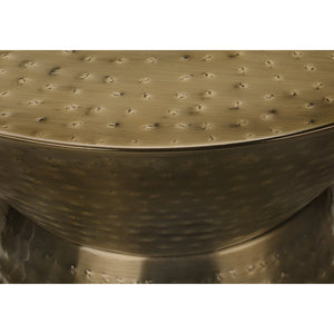 I 3927 - Table D'appoint, Tambour, Côté, Bout, Table De Nuit, Lampe, Salon, Chambre À Coucher, Métal D'or, Contemporain, Moderne - Simple Boutique
