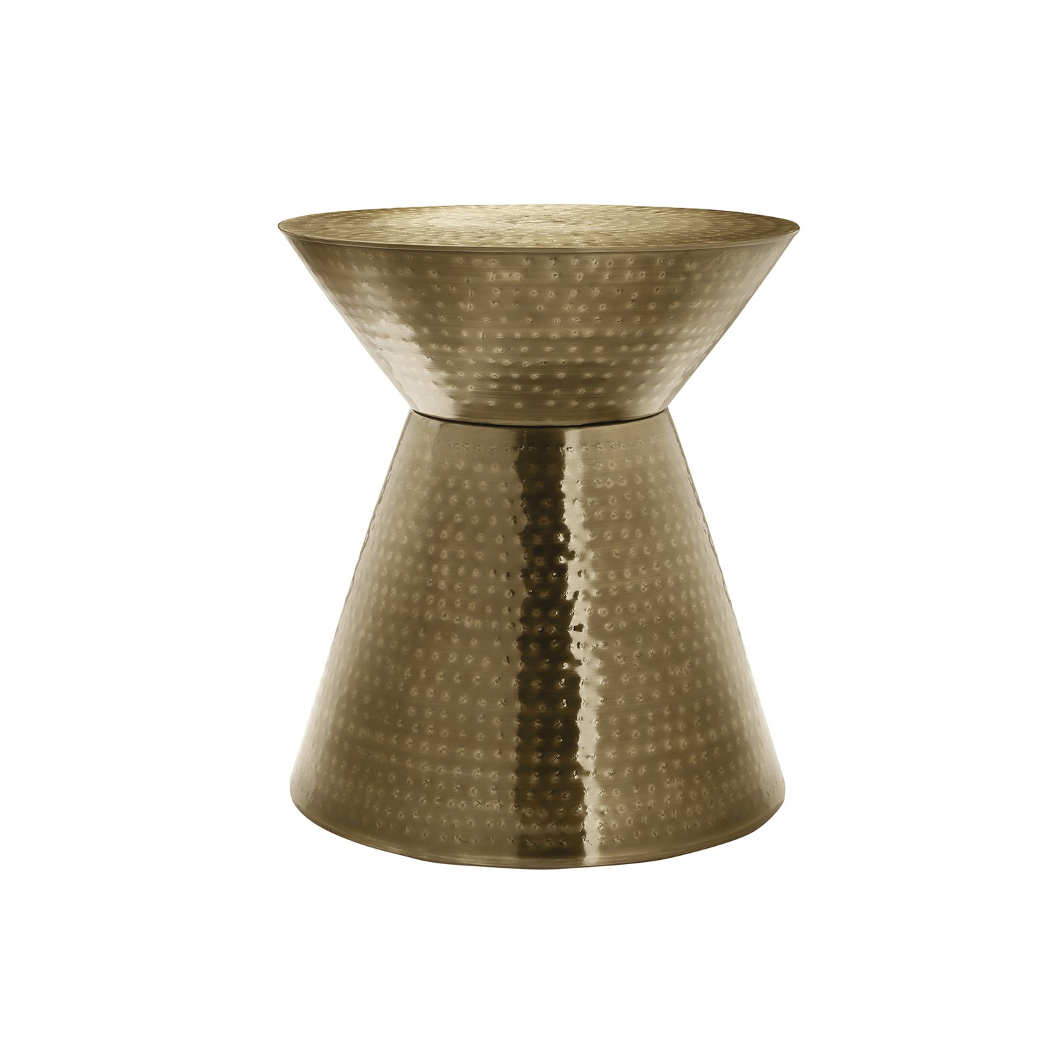 I 3927 - Table D'appoint, Tambour, Côté, Bout, Table De Nuit, Lampe, Salon, Chambre À Coucher, Métal D'or, Contemporain, Moderne - Simple Boutique