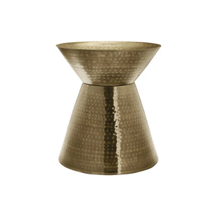 I 3927 - Table D'appoint, Tambour, Côté, Bout, Table De Nuit, Lampe, Salon, Chambre À Coucher, Métal D'or, Contemporain, Moderne - Simple Boutique