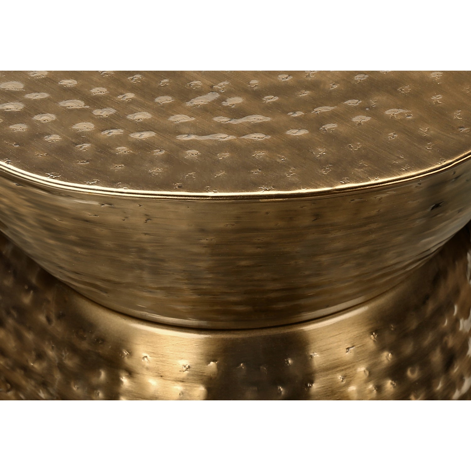 I 3928 - Table D'appoint, Tambour, Côté, Bout, Table De Nuit, Lampe, Salon, Chambre À Coucher, Métal Cuivre, Contemporain, Moderne - Simple Boutique