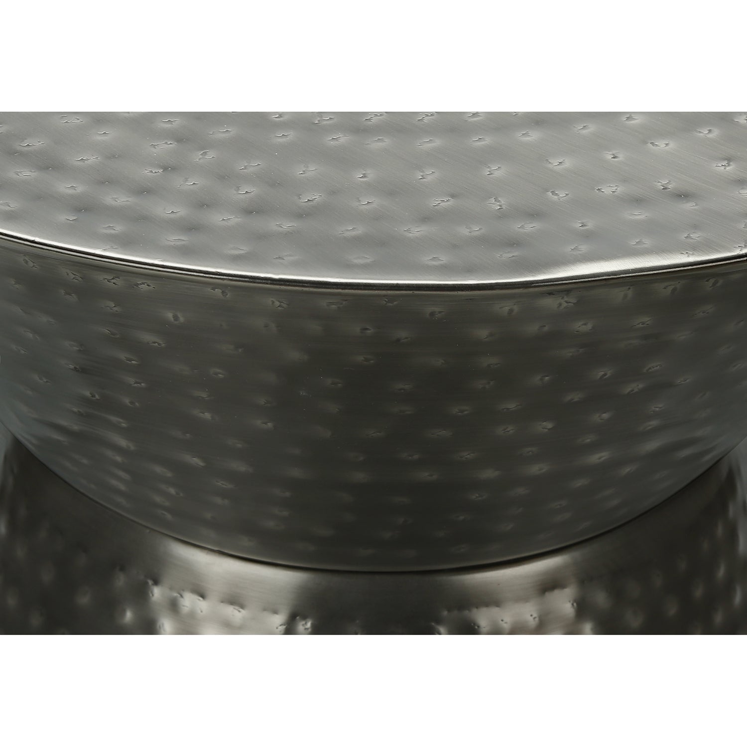 I 3929 - Table D'appoint, Tambour, Côté, Bout, Table De Nuit, Lampe, Salon, Chambre À Coucher, Métal Gris, Contemporain, Moderne - Simple Boutique