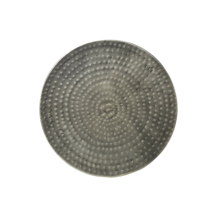 I 3929 - Table D'appoint, Tambour, Côté, Bout, Table De Nuit, Lampe, Salon, Chambre À Coucher, Métal Gris, Contemporain, Moderne - Simple Boutique