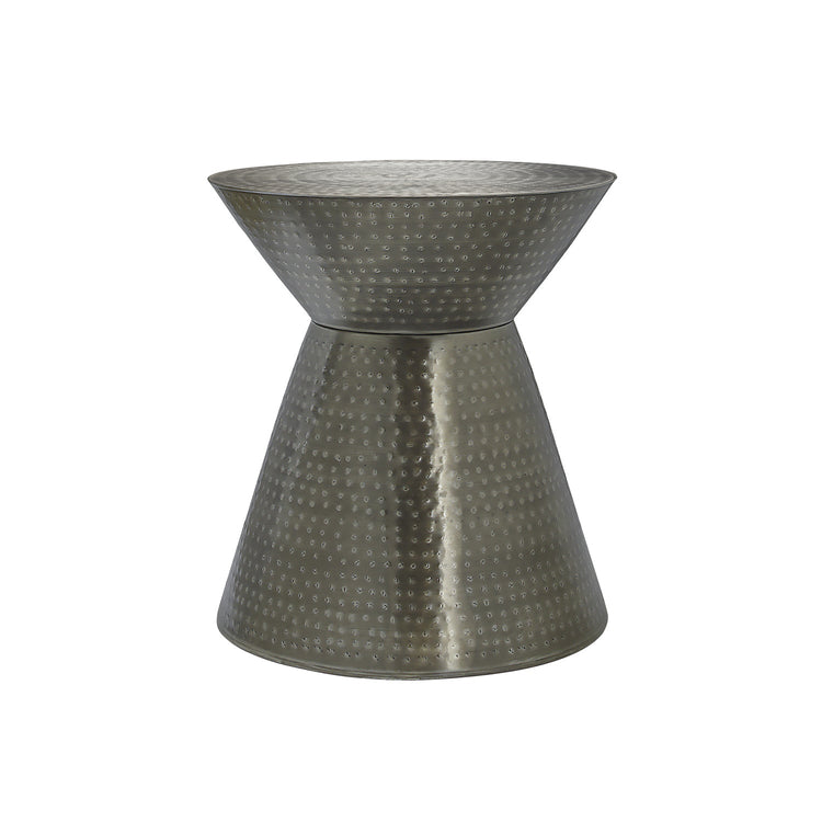 I 3929 - Table D'appoint, Tambour, Côté, Bout, Table De Nuit, Lampe, Salon, Chambre À Coucher, Métal Gris, Contemporain, Moderne - Simple Boutique